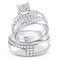 14kt White Gold His & Hers Diamond Cluster Bridal Wedding Ring Band Set-Gold & Diamond Wedding Jewelry-9-JadeMoghul Inc.