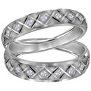 14kt White Gold His & Hers Diamond Matching Duo Wedding Band Set 1/4 Cttw-Gold & Diamond Bands-JadeMoghul Inc.