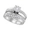 14kt White Gold His & Hers Round Diamond Cluster Matching Bridal Wedding Ring Band Set 1.00 Cttw - FREE Shipping (US/CAN)-Gold & Diamond Trio Sets-5-JadeMoghul Inc.