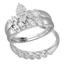 14kt White Gold His & Hers Round Diamond Cluster Matching Bridal Wedding Ring Band Set 1/10 Cttw - FREE Shipping (US/CAN)-Gold & Diamond Trio Sets-5-JadeMoghul Inc.