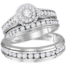 14kt White Gold His & Hers Round Diamond Solitaire Matching Bridal Wedding Ring Band Set 1-5/8 Cttw - FREE Shipping (US/CAN)-Gold & Diamond Trio Sets-5-JadeMoghul Inc.