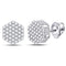 14kt White Gold Mens Diamond Hexagon Cluster Stud Earrings 1.00 Cttw-Gold & Diamond Men Earrings-JadeMoghul Inc.