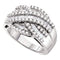 14kt White Gold Womens Baguette Round Diamond Crossover Cocktail Band Ring 1.00 Cttw-Gold & Diamond Bands-5.5-JadeMoghul Inc.