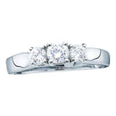 14kt White Gold Women's Diamond 3-stone Bridal Wedding Engagement Ring 1/4 Cttw - FREE Shipping (US/CAN)-Gold & Diamond Engagement & Anniversary Rings-6.5-JadeMoghul Inc.