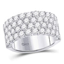 14kt White Gold Women's Diamond 4 Row Pave Wedding Band 3.00 Cttw-Gold & Diamond Bands-JadeMoghul Inc.