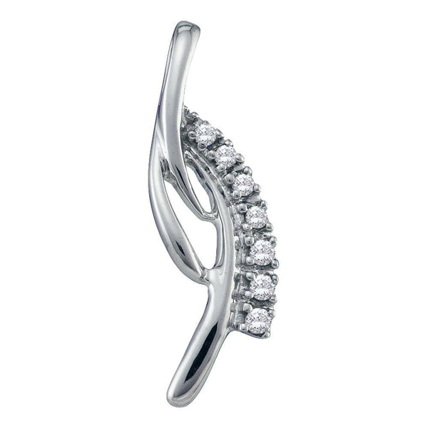 14kt White Gold Women's Diamond Cascading Fashion Pendant 1/20 Cttw-Gold & Diamond Pendants & Necklaces-JadeMoghul Inc.