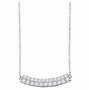 14kt White Gold Women's Diamond Curved Double Row Bar Necklace 1.00 Cttw-Gold & Diamond Pendants & Necklaces-JadeMoghul Inc.