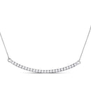 14kt White Gold Women's Diamond Curved Single Row Bar Necklace 1.00 Cttw-Gold & Diamond Pendants & Necklaces-JadeMoghul Inc.