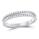 14kt White Gold Women's Diamond Double Row Comfort Wedding Band 1/4 Cttw-Gold & Diamond Bands-JadeMoghul Inc.