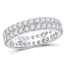 14kt White Gold Women's Diamond Double Row Eternity Wedding Band 2.00 Cttw-Gold & Diamond Bands-JadeMoghul Inc.