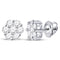14kt White Gold Women's Diamond Flower Cluster Earrings 3/4 Cttw-Gold & Diamond Earrings-JadeMoghul Inc.