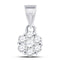 14kt White Gold Women's Diamond Flower Cluster Pendant 1/3 Cttw-Gold & Diamond Pendants & Necklaces-JadeMoghul Inc.