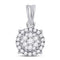 14kt White Gold Women's Diamond Flower Cluster Pendant 1/4 Cttw-Gold & Diamond Pendants & Necklaces-JadeMoghul Inc.