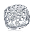 14kt White Gold Women's Diamond Geometric Triangle Cocktail Ring 1.00 Cttw-Gold & Diamond Rings-JadeMoghul Inc.