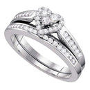 14kt White Gold Women's Diamond Heart Bridal Wedding Engagement Ring Band Set 1/2 Cttw - FREE Shipping (US/CAN)-Gold & Diamond Wedding Ring Sets-5-JadeMoghul Inc.