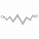 14kt White Gold Women's Diamond Heartbeat Bar Pendant Necklace 1/2 Cttw-Gold & Diamond Pendants & Necklaces-JadeMoghul Inc.