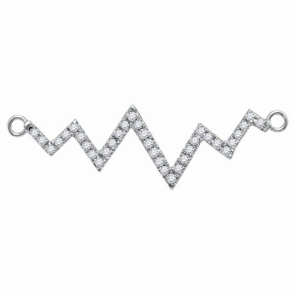14kt White Gold Women's Diamond Heartbeat Bar Pendant Necklace 1/2 Cttw-Gold & Diamond Pendants & Necklaces-JadeMoghul Inc.