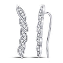 14kt White Gold Women's Diamond Marquise-shape Climber Earrings 1/4 Cttw-Gold & Diamond Earrings-JadeMoghul Inc.