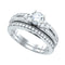 14kt White Gold Women's Diamond Milgrain Bridal or Engagement Ring Band Set 1/2 Cttw-Gold & Diamond Wedding Jewelry-JadeMoghul Inc.