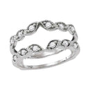 14kt White Gold Women's Diamond Milgrain Wrap Enhancer Wedding Band 1/3 Cttw-Gold & Diamond Bands-JadeMoghul Inc.