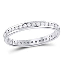 14kt White Gold Women's Diamond Single Row Near-Eternity Wedding Band 1/2 Cttw-Gold & Diamond Bands-JadeMoghul Inc.