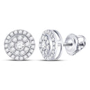14kt White Gold Women's Diamond Solitaire Cluster Stud Earrings 1/4 Cttw-Gold & Diamond Earrings-JadeMoghul Inc.