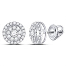 14kt White Gold Women's Diamond Solitaire Cluster Stud Earrings 3/4 Cttw-Gold & Diamond Earrings-JadeMoghul Inc.