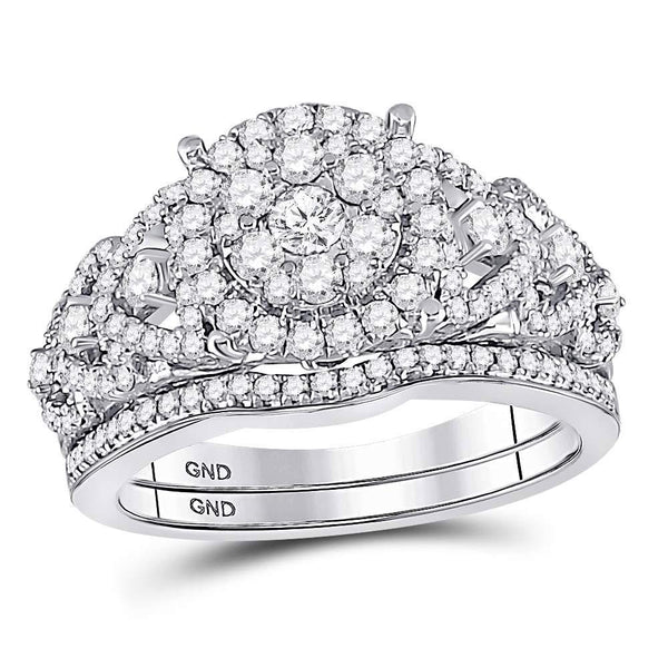 14kt White Gold Women's Diamond Vintage-inspired Bridal or Engagement Ring Band Set 1.00 Cttw-Gold & Diamond Wedding Jewelry-JadeMoghul Inc.