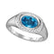 14kt White Gold Womens Oval Blue Topaz Solitaire Diamond Accent Ring 1-1-2 Cttw-Gold & Diamond Fashion Rings-JadeMoghul Inc.