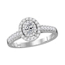 14kt White Gold Womens Oval Diamond Solitaire Halo Bridal Wedding Engagement Ring 1-2 Cttw-Gold & Diamond Engagement & Anniversary Rings-JadeMoghul Inc.