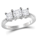 14kt White Gold Women's Princess Diamond 3-stone Bridal Wedding Engagement Ring 1-1/2 Cttw - FREE Shipping (US/CAN) (Certified)-Gold & Diamond Engagement & Anniversary Rings-10.5-JadeMoghul Inc.