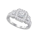 14kt White Gold Women's Princess Diamond 3-stone Bridal Wedding Engagement Ring 1-1/2 Cttw - FREE Shipping (US/CAN)-Gold & Diamond Engagement & Anniversary Rings-5-JadeMoghul Inc.