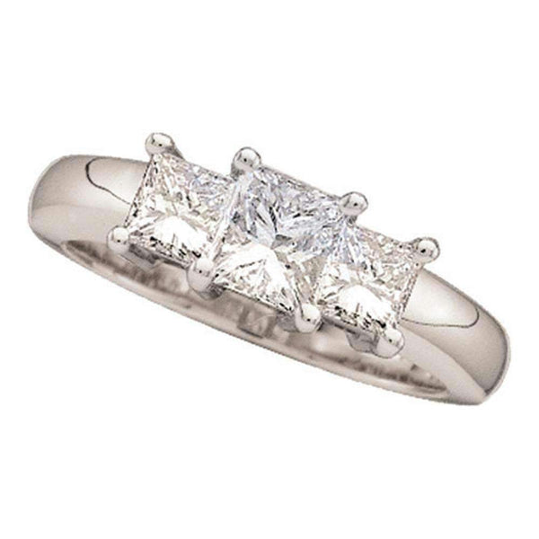 14kt White Gold Womens Princess Diamond 3-stone Bridal Wedding Engagement Ring 3/4 Cttw - FREE Shipping (US/CAN)-Gold & Diamond Engagement & Anniversary Rings-6-JadeMoghul Inc.