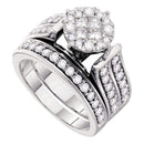 14kt White Gold Women's Princess Diamond Bridal Wedding Engagement Ring Band Set 1-1/3 Cttw - FREE Shipping (US/CAN)-Gold & Diamond Wedding Ring Sets-6-JadeMoghul Inc.