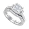 14kt White Gold Womens Princess Diamond Bridal Wedding Engagement Ring Band Set 1-1/4 Cttw-Gold & Diamond Wedding Ring Sets-6.5-JadeMoghul Inc.
