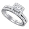 14kt White Gold Womens Princess Diamond Bridal Wedding Engagement Ring Band Set 1-5/8 Cttw-Gold & Diamond Wedding Ring Sets-8-JadeMoghul Inc.