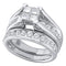 14kt White Gold Womens Princess Diamond Bridal Wedding Engagement Ring Band Set 1/2 Cttw-Gold & Diamond Wedding Ring Sets-7-JadeMoghul Inc.