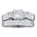 14kt White Gold Women's Princess Diamond Bridal Wedding Engagement Ring Band Set 2.00 Cttw - FREE Shipping (US/CAN)-Gold & Diamond Wedding Ring Sets-6-JadeMoghul Inc.