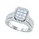 14kt White Gold Women's Princess Diamond Cluster Bridal Wedding Engagement Ring 1-1/2 Cttw - FREE Shipping (US/CAN)-Gold & Diamond Engagement & Anniversary Rings-5.5-JadeMoghul Inc.