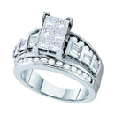 14kt White Gold Women's Princess Diamond Cluster Bridal Wedding Engagement Ring 1.00 Cttw - FREE Shipping (US/CAN)-Gold & Diamond Engagement & Anniversary Rings-5-JadeMoghul Inc.