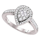 14kt White Gold Women's Princess Diamond Cluster Bridal Wedding Engagement Ring 1/2 Cttw - FREE Shipping (US/CAN)-Gold & Diamond Engagement & Anniversary Rings-5-JadeMoghul Inc.