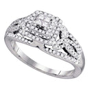 14kt White Gold Women's Princess Diamond Cluster Bridal Wedding Engagement Ring 1/2 Cttw - FREE Shipping (US/CAN)-Gold & Diamond Engagement & Anniversary Rings-6-JadeMoghul Inc.