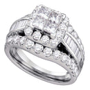 14kt White Gold Women's Princess Diamond Cluster Bridal Wedding Engagement Ring 2.00 Cttw - FREE Shipping (US/CAN)-Gold & Diamond Engagement & Anniversary Rings-5-JadeMoghul Inc.