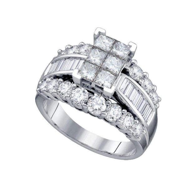 14kt White Gold Women's Princess Diamond Cluster Bridal Wedding Engagement Ring 3.00 Cttw - FREE Shipping (US/CAN)-Gold & Diamond Engagement & Anniversary Rings-10-JadeMoghul Inc.