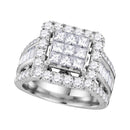 14kt White Gold Women's Princess Diamond Cluster Bridal Wedding Engagement Ring 3.00 Cttw - FREE Shipping (US/CAN)-Gold & Diamond Engagement & Anniversary Rings-6-JadeMoghul Inc.