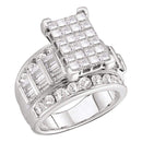 14kt White Gold Women's Princess Diamond Cluster Bridal Wedding Engagement Ring 3.00 Cttw - FREE Shipping (US/CAN)-Gold & Diamond Engagement & Anniversary Rings-JadeMoghul Inc.