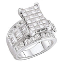 14kt White Gold Women's Princess Diamond Cluster Bridal Wedding Engagement Ring 5.00 Cttw - FREE Shipping (US/CAN)-Gold & Diamond Engagement & Anniversary Rings-5.5-JadeMoghul Inc.