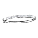 14kt White Gold Women's Princess Diamond Double Row Wave Bangle Bracelet 2.00 Cttw - FREE Shipping (US/CAN)-Gold & Diamond Bracelets-JadeMoghul Inc.