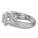 14kt White Gold Women's Princess Diamond Halo Bridal Wedding Engagement Ring Band Set 1.00 Cttw - FREE Shipping (US/CAN)-Gold & Diamond Wedding Ring Sets-JadeMoghul Inc.