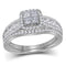 14kt White Gold Womens Princess Diamond Halo Bridal Wedding Engagement Ring Band Set 1.00 Cttw-Gold & Diamond Wedding Ring Sets-JadeMoghul Inc.